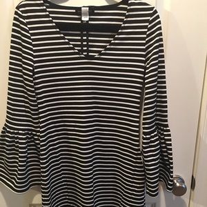 Black and white striped dress